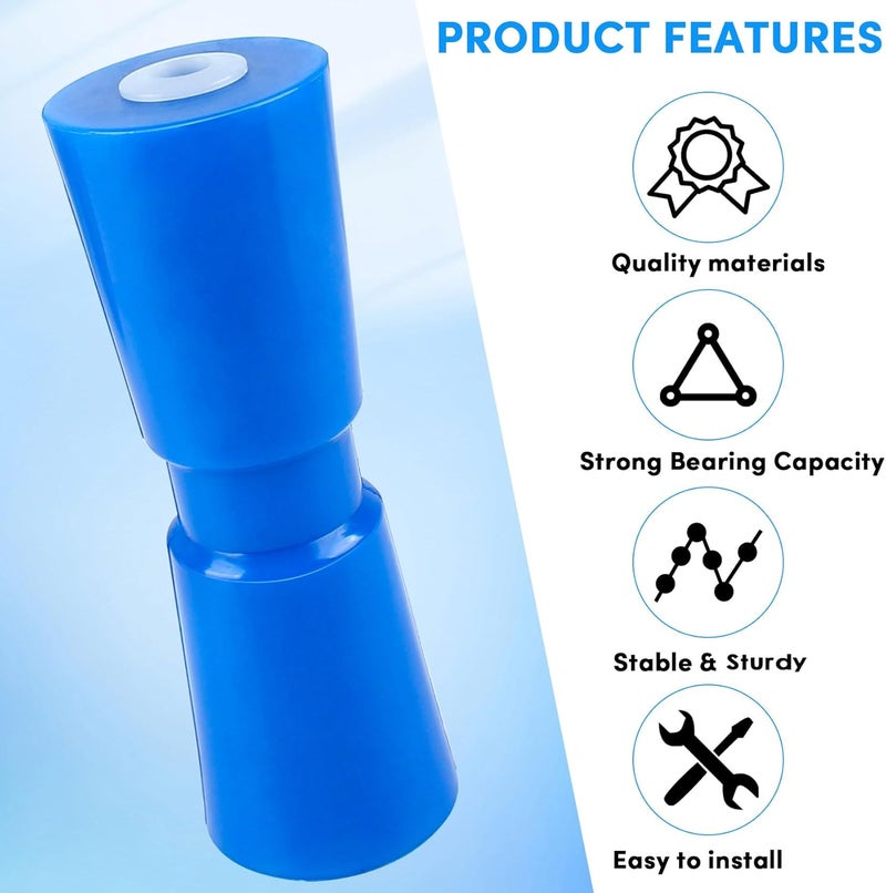 BALAVA Boat Trailer Roller 8/10/12in,Keel Rollers for Boat Trailer,Heavy Duty PU Bow Roller Boat Trailer Accessories Replacement Boat Trailer Parts Fits 5/8" Shaft (Blue,1/2 Pack) - Image 5